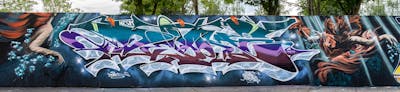 Colorful Stylewriting by Cors One, dejoe and Saf One. This Graffiti is located in Dresden, Germany and was created in 2022. This Graffiti can be described as Stylewriting, Characters and Wall of Fame.