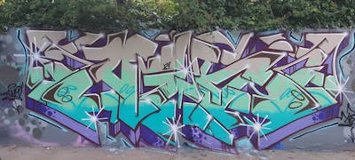 Colorful Stylewriting by AiSONE dpc two. This Graffiti is located in Leicester, United Kingdom and was created in 2021. This Graffiti can be described as Stylewriting and Wall of Fame.
