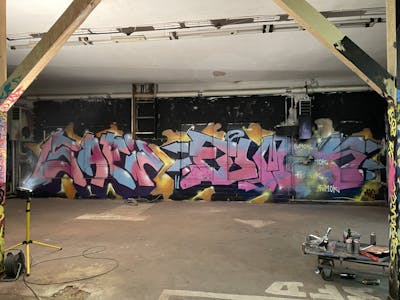 Colorful Stylewriting by Safi and Fumok. This Graffiti is located in Döbeln, Germany and was created in 2022. This Graffiti can be described as Stylewriting, Abandoned and Wall of Fame.