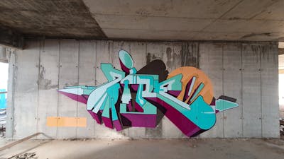 Cyan and Violet Stylewriting by Zire. This Graffiti is located in Israel and was created in 2023. This Graffiti can be described as Stylewriting and Abandoned.