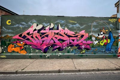 Colorful Stylewriting by Picks and Spast. This Graffiti is located in Hettstedt, Germany and was created in 2021. This Graffiti can be described as Stylewriting, Characters, Murals, Wall of Fame and Special.