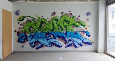 Light Green and Light Blue and Colorful Stylewriting by Spant. This Graffiti is located in Levadia, Greece and was created in 2024. This Graffiti can be described as Stylewriting and Abandoned.