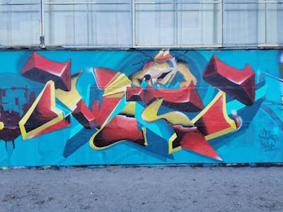 Cyan and Colorful Stylewriting by seka and twist. This Graffiti is located in Erfurt, Germany and was created in 2021. This Graffiti can be described as Stylewriting and Characters.