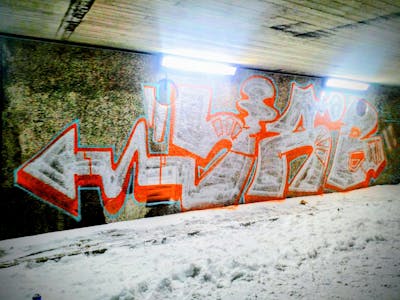 Grey and Orange Stylewriting by yab. This Graffiti is located in Gothenburg, Sweden and was created in 2021. This Graffiti can be described as Stylewriting and Street Bombing.