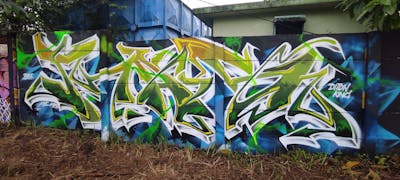 Green and Light Green Stylewriting by ras. This Graffiti is located in Jakarta, Indonesia and was created in 2022.