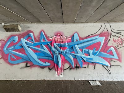 Light Blue and Coralle Stylewriting by RAFT ONE. This Graffiti is located in Legnano, Italy and was created in 2023. This Graffiti can be described as Stylewriting, 3D and Streetart.