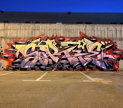 Colorful and Coralle Stylewriting by SORIE. This Graffiti is located in Ashdod, Israel and was created in 2022.