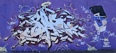 Chrome and Violet Stylewriting by SAO2971. This Graffiti is located in St helier, United Kingdom and was created in 2024. This Graffiti can be described as Stylewriting and Characters.