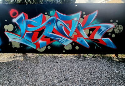 Light Blue and Red and Black Stylewriting by Dyze and Isak. This Graffiti is located in Bern, Switzerland and was created in 2023.