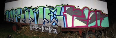 Colorful Cars by urine, OST and Pizar. This Graffiti is located in Delitzsch, Germany and was created in 2008. This Graffiti can be described as Cars and Stylewriting.