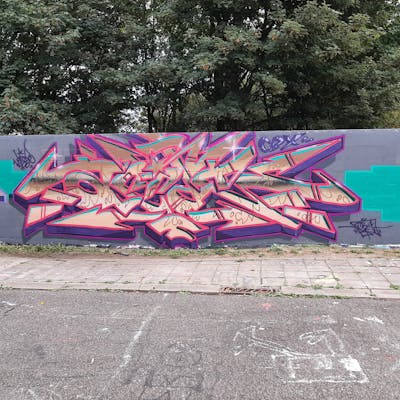 Beige and Coralle Stylewriting by Acide4000 and cbx. This Graffiti is located in Liège, Belgium and was created in 2022. This Graffiti can be described as Stylewriting and Wall of Fame.