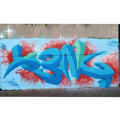 Light Blue and Red Stylewriting by KENG. This Graffiti is located in Germany and was created in 2022. This Graffiti can be described as Stylewriting, 3D and Wall of Fame.