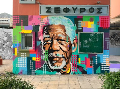 Colorful Characters by bzks. This Graffiti is located in Kavala, Greece and was created in 2023. This Graffiti can be described as Characters, Streetart and Murals.