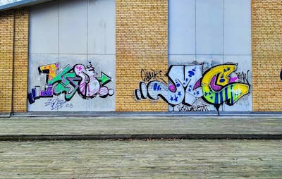 Colorful Stylewriting by yab and humr. This Graffiti is located in Gothenburg, Sweden and was created in 2023.