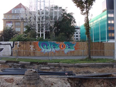 Cyan and Orange and Violet Stylewriting by rizok, R120K, bros and shrek. This Graffiti is located in Leipzig, Germany and was created in 2012. This Graffiti can be described as Stylewriting and Street Bombing.