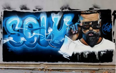 Black and Light Blue and Beige Stylewriting by Solu 3.0. This Graffiti is located in Barcelona, Spain and was created in 2022. This Graffiti can be described as Stylewriting and Characters.