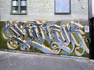 Light Blue and Beige Stylewriting by Lumér. This Graffiti is located in Oslo, Norway and was created in 2022.