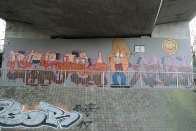 Colorful Stylewriting by CesarOne.SNC. This Graffiti is located in Frankfurt, Germany and was created in 2018. This Graffiti can be described as Stylewriting, Characters and Wall of Fame.