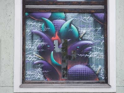 Violet and Cyan 3D by STEM. This Graffiti is located in Munich, Germany and was created in 2018. This Graffiti can be described as 3D and Commission.