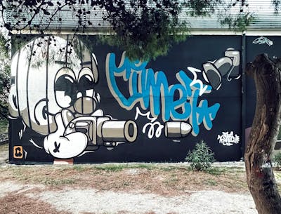 Grey and White and Light Blue Stylewriting by Cimet. This Graffiti is located in Zagreb, Croatia and was created in 2023. This Graffiti can be described as Stylewriting and Characters.