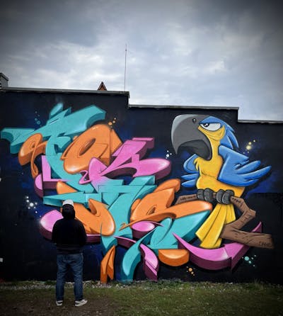 Colorful Stylewriting by FOKUS.81 and CANE ONE. This Graffiti is located in Nürnberg, Germany and was created in 2022. This Graffiti can be described as Stylewriting and Characters.