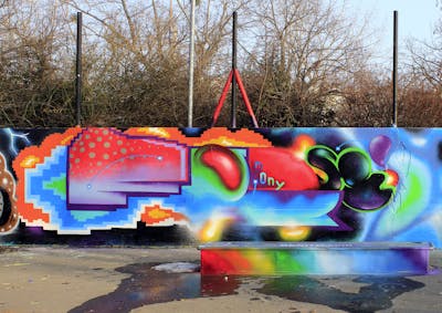 Colorful Stylewriting by Fork Imre. This Graffiti is located in Budapest, Hungary and was created in 2017. This Graffiti can be described as Stylewriting, Futuristic and Wall of Fame.