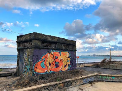 Orange and Cyan Stylewriting by Jibo and MDS. This Graffiti is located in Bali, Indonesia and was created in 2015. This Graffiti can be described as Stylewriting and Abandoned.