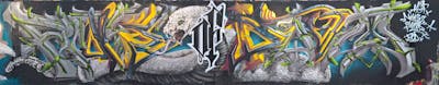 Colorful Stylewriting by Sainter and Nemos. This Graffiti is located in Bratislava, Slovakia and was created in 2018. This Graffiti can be described as Stylewriting, Characters and Wall of Fame.