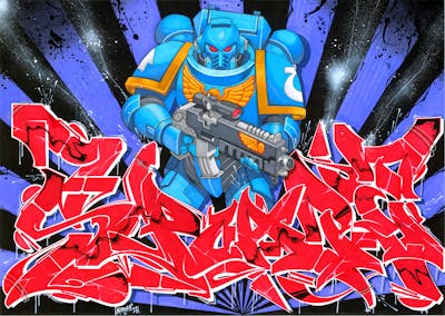 Red and Light Blue Blackbook by Karma Two Gee and Spoare. This Graffiti is located in Greece and was created in 2021. This Graffiti can be described as Blackbook.