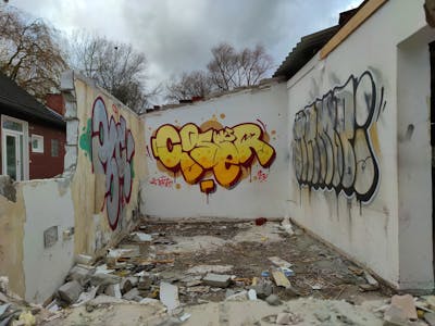 Colorful Stylewriting by HAMPI, CISER and PBC. This Graffiti is located in MÜNSTER, Germany and was created in 2023. This Graffiti can be described as Stylewriting, Throw Up and Abandoned.