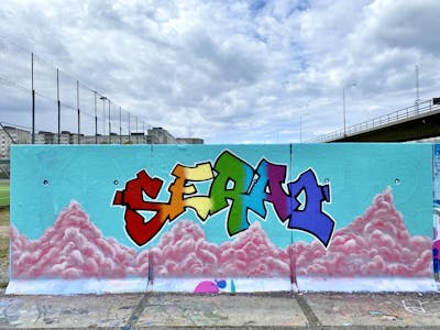 Colorful Stylewriting by Sera. This Graffiti is located in Stockholm, Sweden and was created in 2022. This Graffiti can be described as Stylewriting and Wall of Fame.