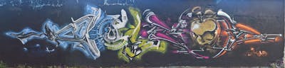 Colorful Stylewriting by Sainter, CETYS.AGF and FOD. This Graffiti is located in Bratislava, Slovakia and was created in 2018. This Graffiti can be described as Stylewriting and Characters.