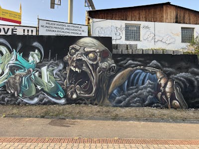 Grey and Colorful Stylewriting by sweap. This Graffiti is located in Plzeň, Czech Republic and was created in 2023. This Graffiti can be described as Stylewriting and Characters.