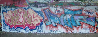 Colorful Stylewriting by Prins and Riots. This Graffiti is located in Berlin, Germany and was created in 2008. This Graffiti can be described as Stylewriting and Wall of Fame.