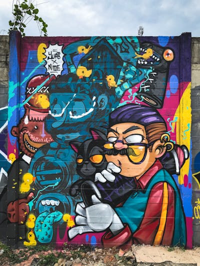Colorful Characters by nide and yuab. This Graffiti is located in Tangerang, Indonesia and was created in 2023.