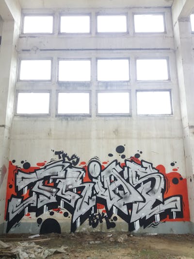 Red and Chrome and Black Stylewriting by Trias. This Graffiti is located in Germany and was created in 2023. This Graffiti can be described as Stylewriting and Abandoned.