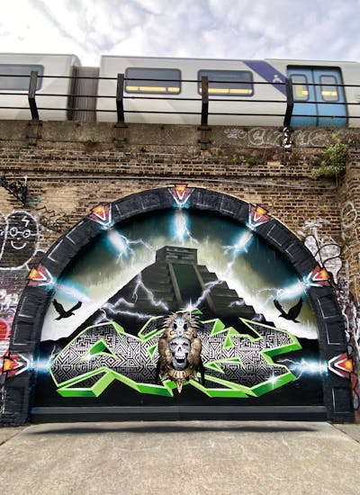 Grey and Light Green Stylewriting by Only E1. This Graffiti is located in London, United Kingdom and was created in 2022. This Graffiti can be described as Stylewriting, Characters and Murals.