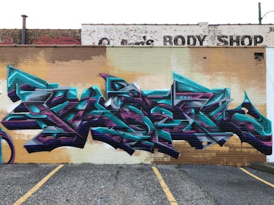 Beige and Cyan and Colorful Stylewriting by Paser. This Graffiti is located in United States and was created in 2021.