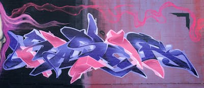 Violet and Coralle Stylewriting by KASER and N3M crew. This Graffiti is located in Berlin, Germany and was created in 2021.