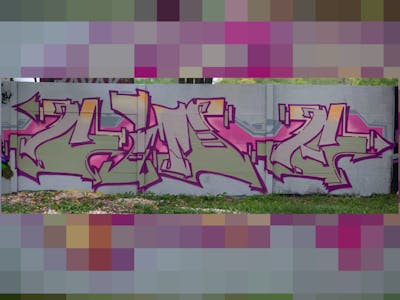 Grey and Coralle and Violet Stylewriting by Cime. This Graffiti is located in Budapest, Hungary and was created in 2023.