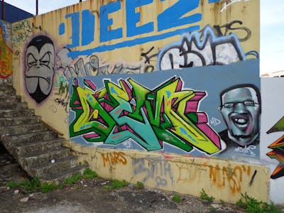 Colorful Stylewriting by DEM. This Graffiti is located in San Juan, Puerto Rico and was created in 2012. This Graffiti can be described as Stylewriting and Characters.