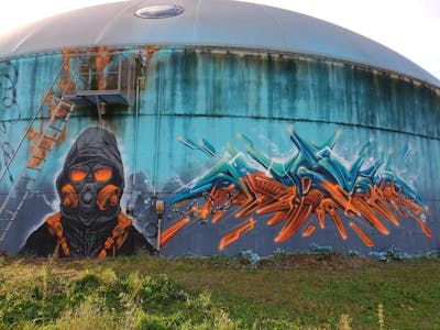Orange and Cyan and Grey Stylewriting by angst. This Graffiti is located in Germany and was created in 2023. This Graffiti can be described as Stylewriting, Characters and 3D.