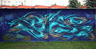 Blue and Cyan Stylewriting by Coke. This Graffiti is located in Budapest, Hungary and was created in 2020. This Graffiti can be described as Stylewriting and Wall of Fame.