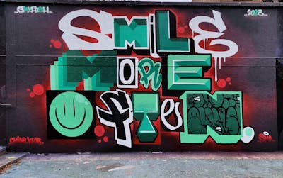 Cyan and Red and White Stylewriting by Sky High and smo__crew. This Graffiti is located in London, United Kingdom and was created in 2023. This Graffiti can be described as Stylewriting and Streetart.