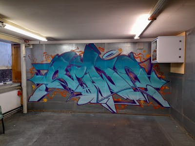 Cyan Stylewriting by Sewo43. This Graffiti is located in Germany and was created in 2023. This Graffiti can be described as Stylewriting and Abandoned.