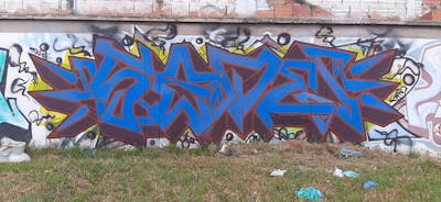 Blue and Brown Stylewriting by Sode uno. This Graffiti is located in bogota, Colombia and was created in 2022.