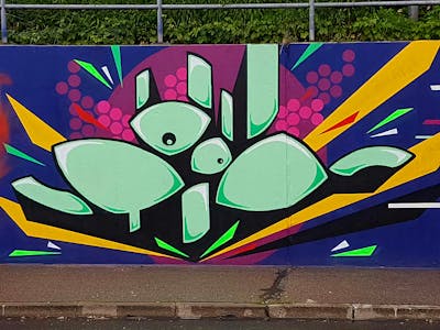 Light Green and Colorful Stylewriting by Modi. This Graffiti is located in Gera, Germany and was created in 2022. This Graffiti can be described as Stylewriting, Futuristic and Wall of Fame.