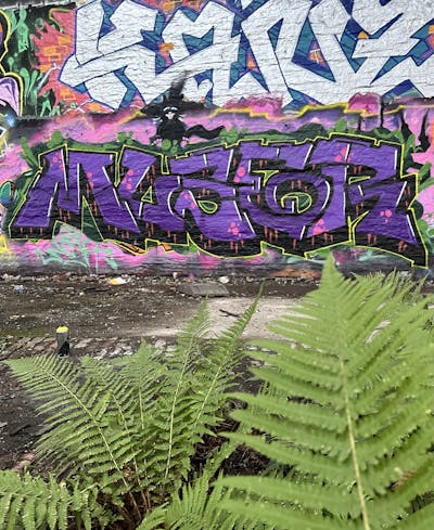 Violet and Colorful Stylewriting by Muser. This Graffiti is located in Leipzig, Germany and was created in 2023.