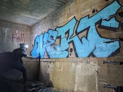Black and Light Blue Stylewriting by OVERT. This Graffiti is located in United States and was created in 2022. This Graffiti can be described as Stylewriting and Abandoned.
