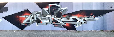Grey and Orange Stylewriting by Rowdy. This Graffiti is located in Leipzig, Germany and was created in 2022. This Graffiti can be described as Stylewriting and Wall of Fame.